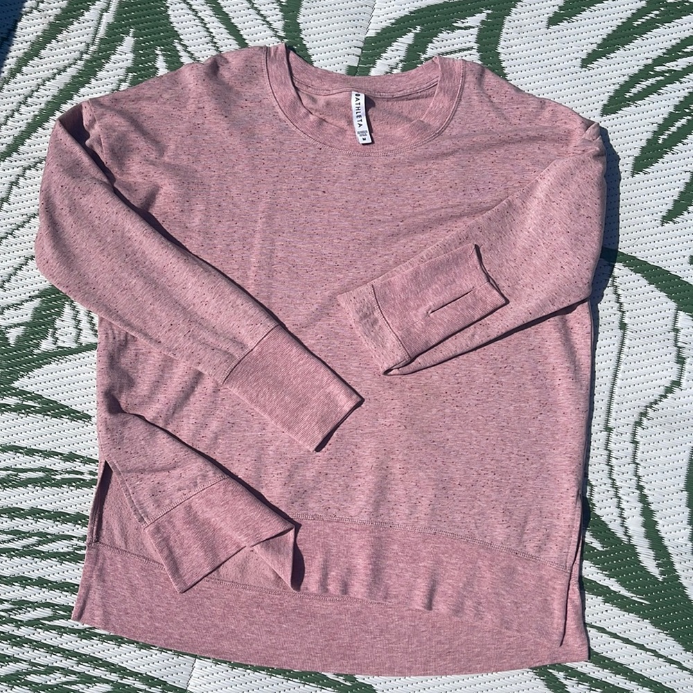 Athleta balance textured pullover sweatshirt MEDIUM light pink